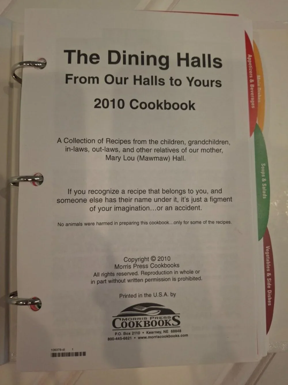 The Dining Halls From Our Halls to Yours 2010 Family Cookbook Recipes Vintage